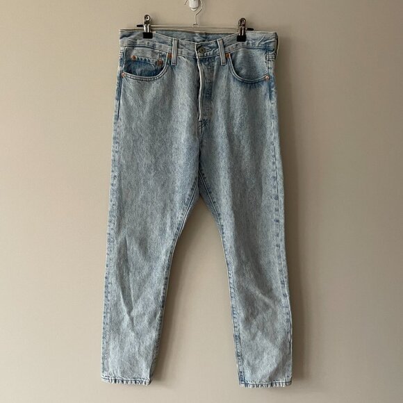 Levis 501 Skinny Denim Jeans Button-Fly Cropped Thunder & Lightening Blue 29 - Picture 2 of 10
